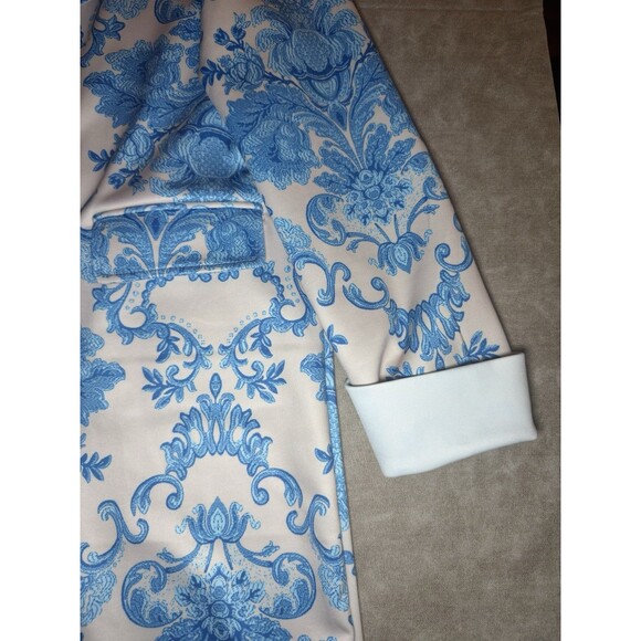 NWT! Order Plus Blue Printed Button Long Sleeve Pocketed Duster Jacket Sz 3XL - Picture 4 of 7
